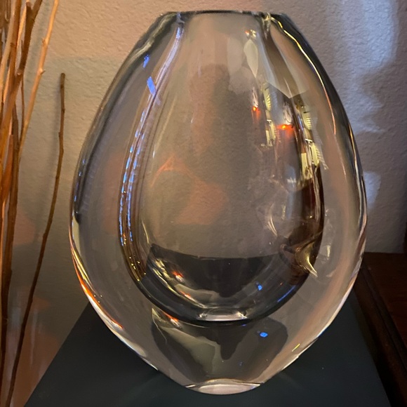 Orrefor Accents Stunning Large Swedish Lucid Drop Glass Vase By